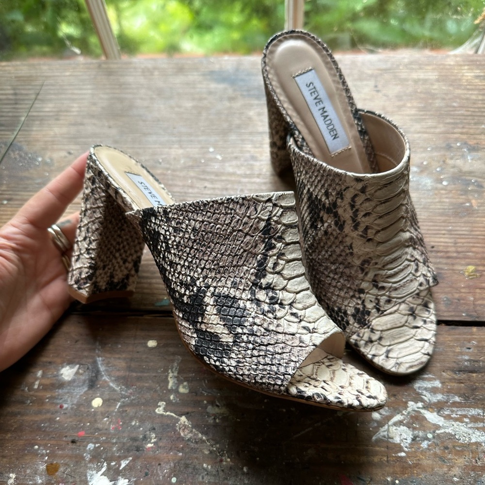 Steve Madden Esmeralda Snake Print Mules